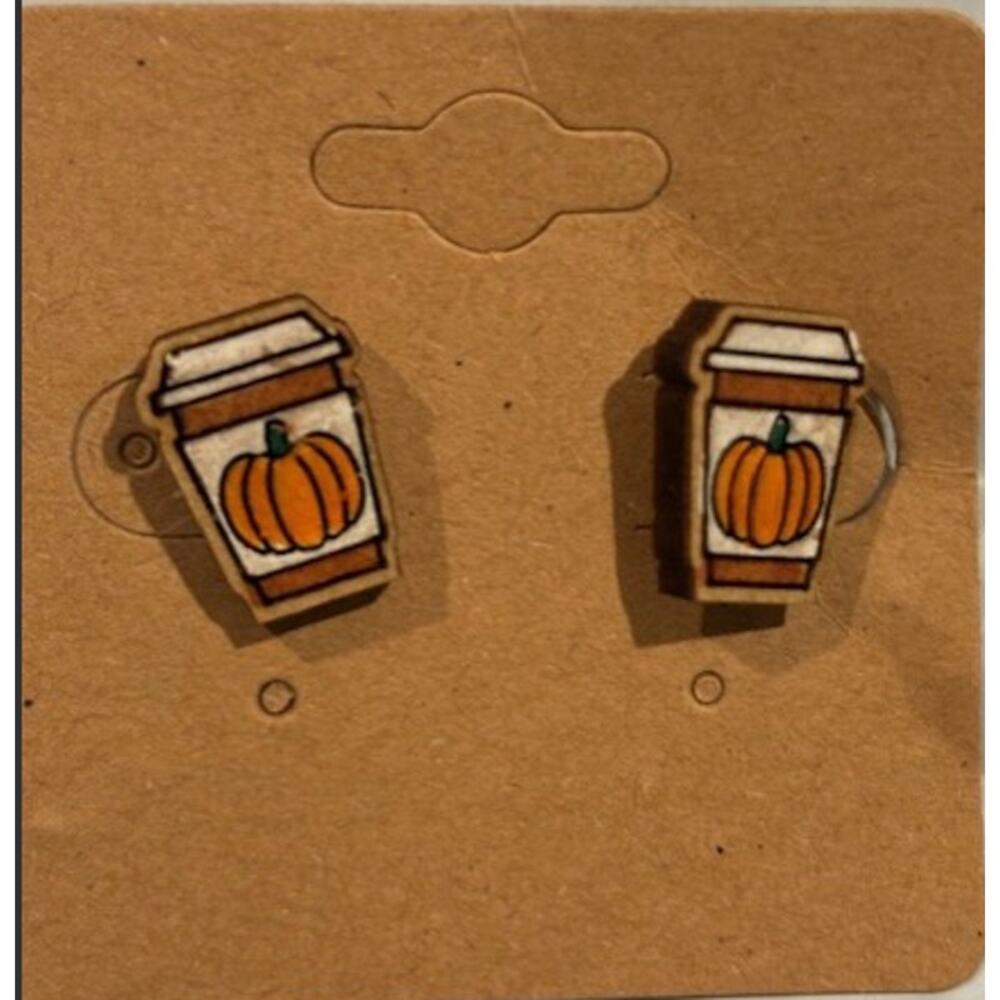 Handcrafted Pumpkin Latte Earring   Stainless Steel backing